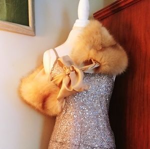 Fur scarf and silver top